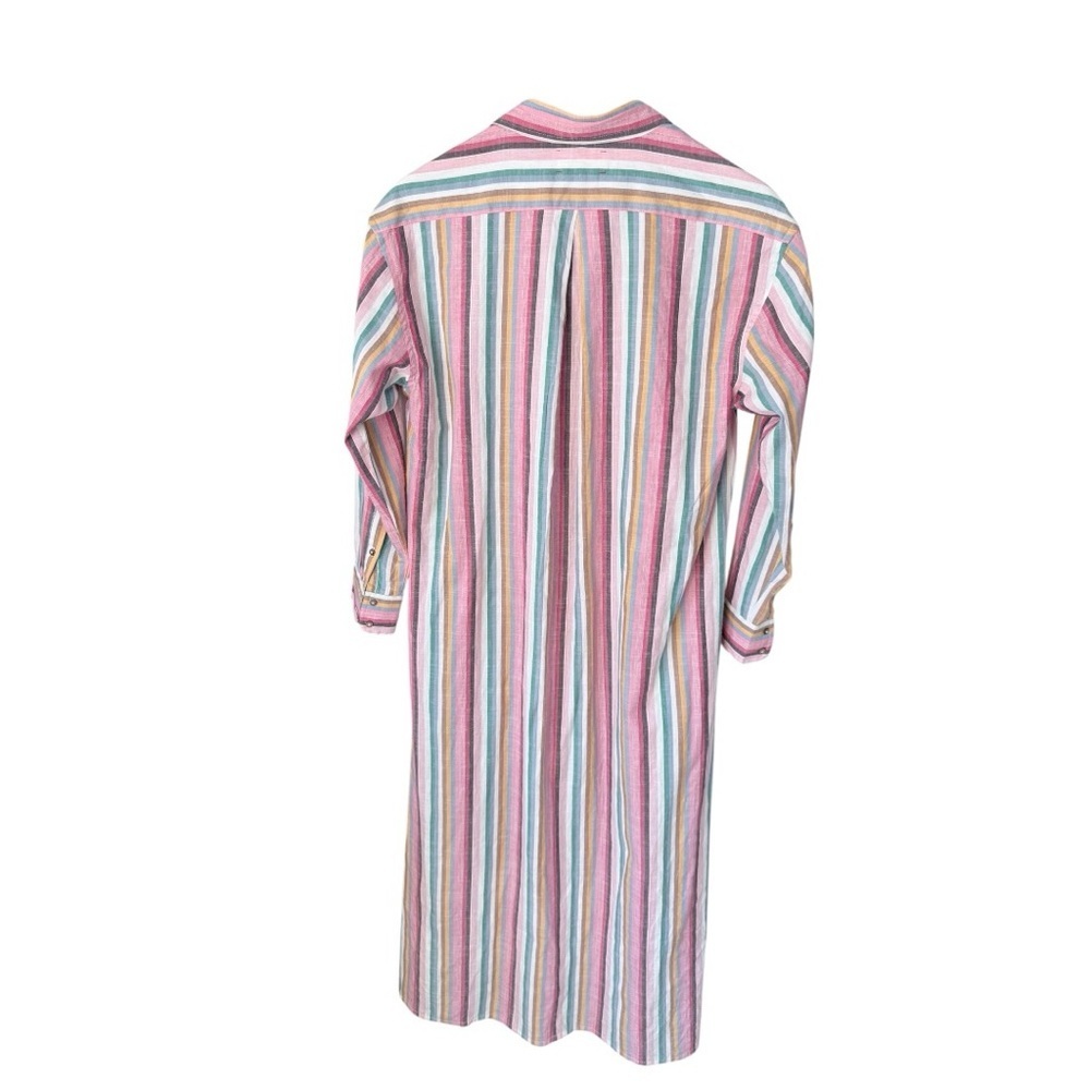 XiRENA Xirena Rainbow Stripe Midi Shirt Dress XS Cotton Side Slits - Picture 2 of 8